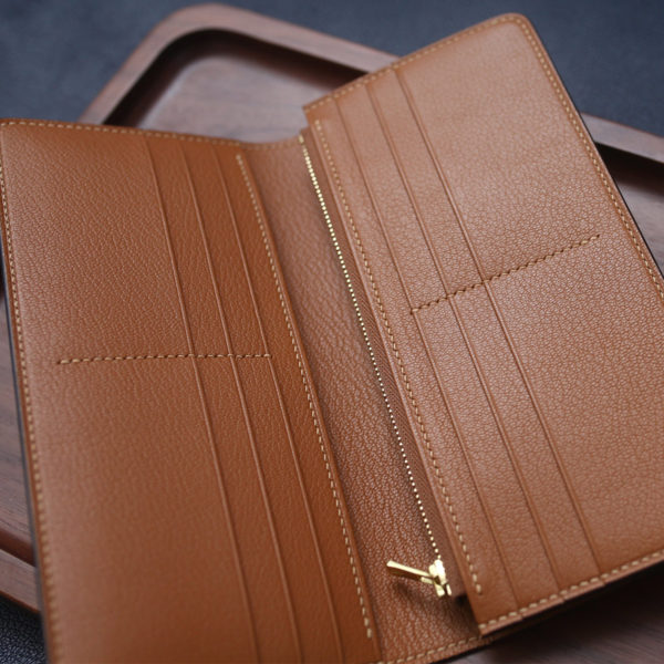 Goatskin Long Wallet Brown - Purely Handwork Leather Craft
