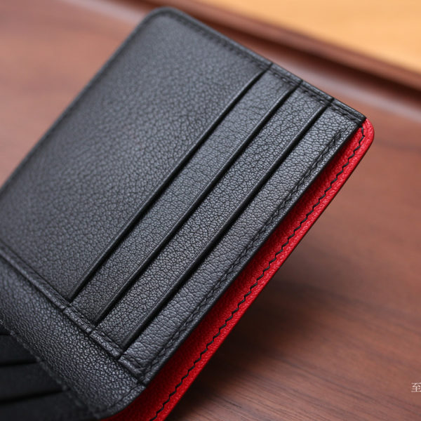 black red - Shell Cordovan and Goatskin Wallet